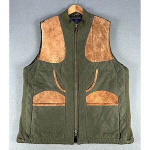 Beretta Vest XL Green Quilted Suede Patch Upland Gamekeepers Hunting Quilt Lined
